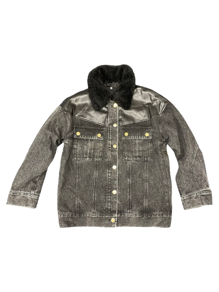 Women's Leather+Denim Jacket