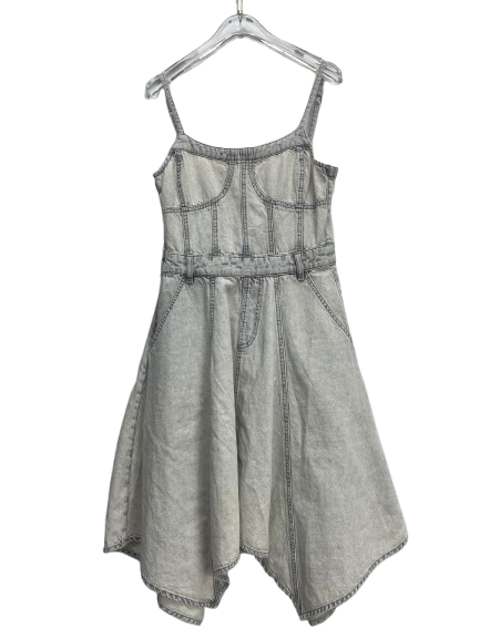 Grey Slip Dress with Acid Wash