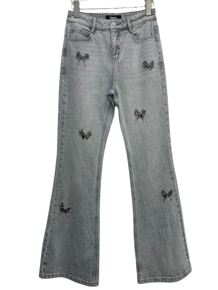 Grey Denim Flare Fit