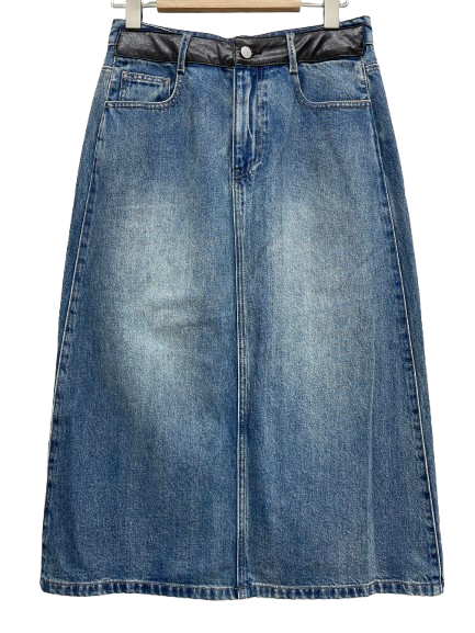 Long Skirt with Leather Waistband